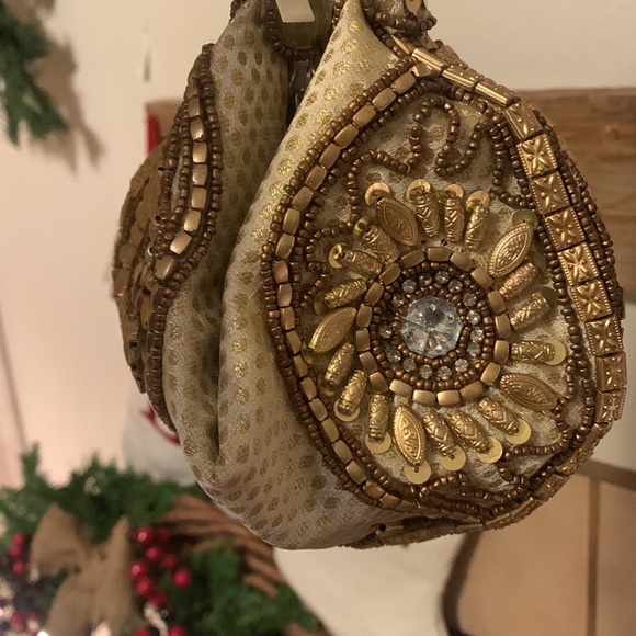 Cream Fortune Cookie Purse Handcrafted Made in India - Picture 4 of 9